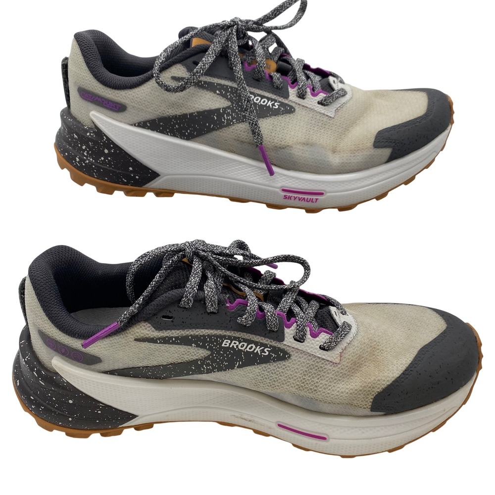 Brooks Catamount 2 Trail Running Shoes Womens 8.5 Grey Black Purple 1203881B061